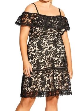 City Chic Dream of Lace Cold Shoulder Dress Size 14 Whimsigoth Fairy Cottagecore